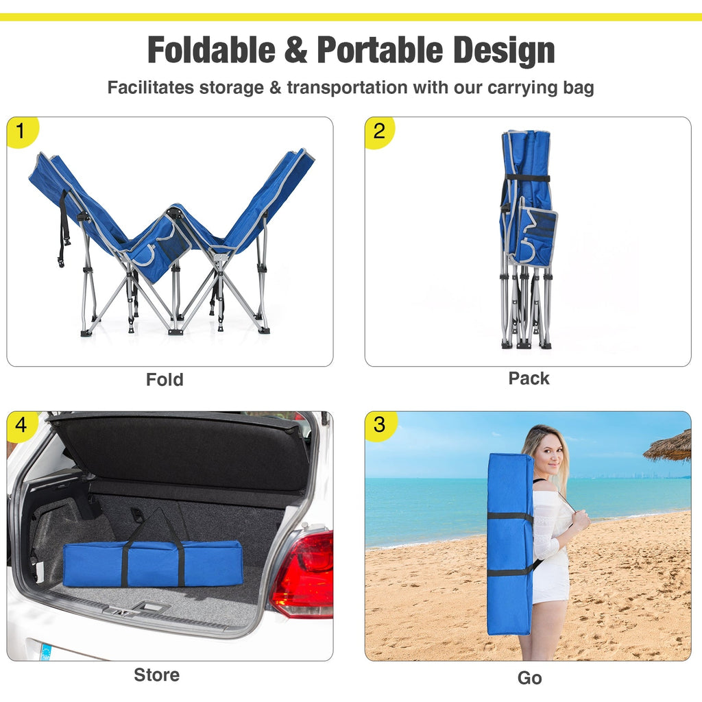 Folding Camping Cot with Side Storage Pocket Detachable Headrest
