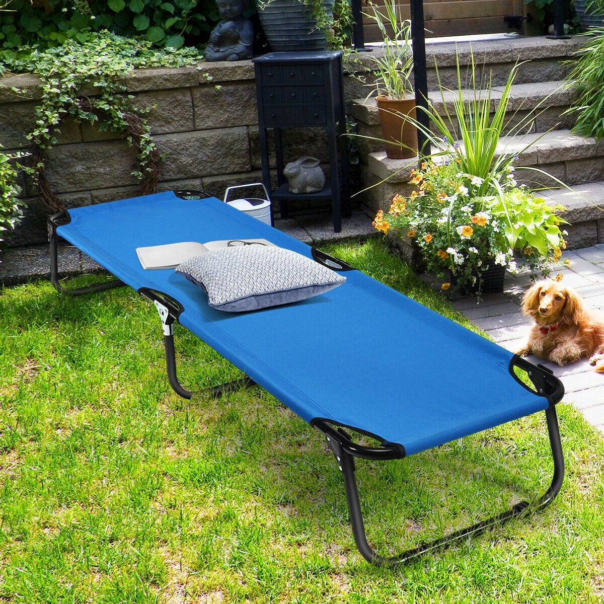 Outdoor Folding Camping Bed for Sleeping Hiking Travel-Black