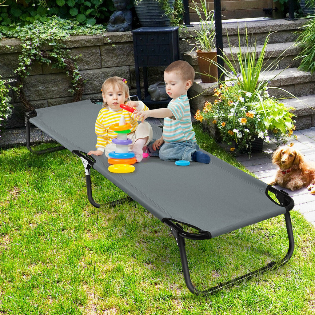 Outdoor Folding Camping Bed for Sleeping Hiking Travel-Black