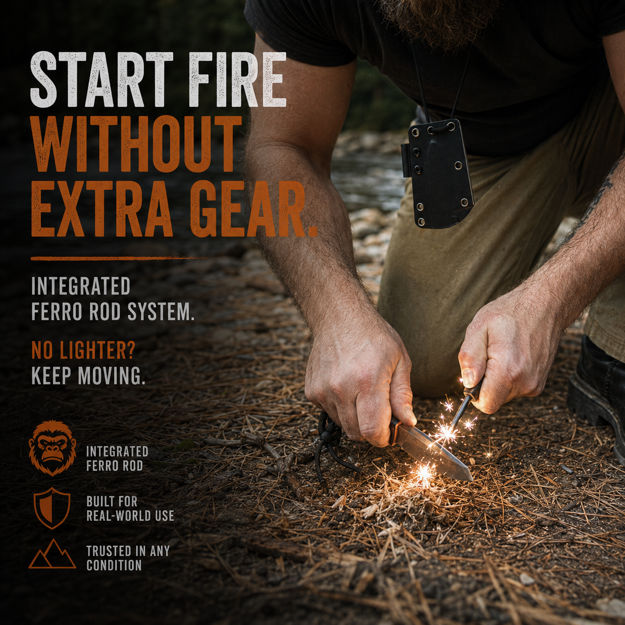 THE REDLINE™ COMPACT SURVIVAL KNIFE & FIRE STARTER KIT