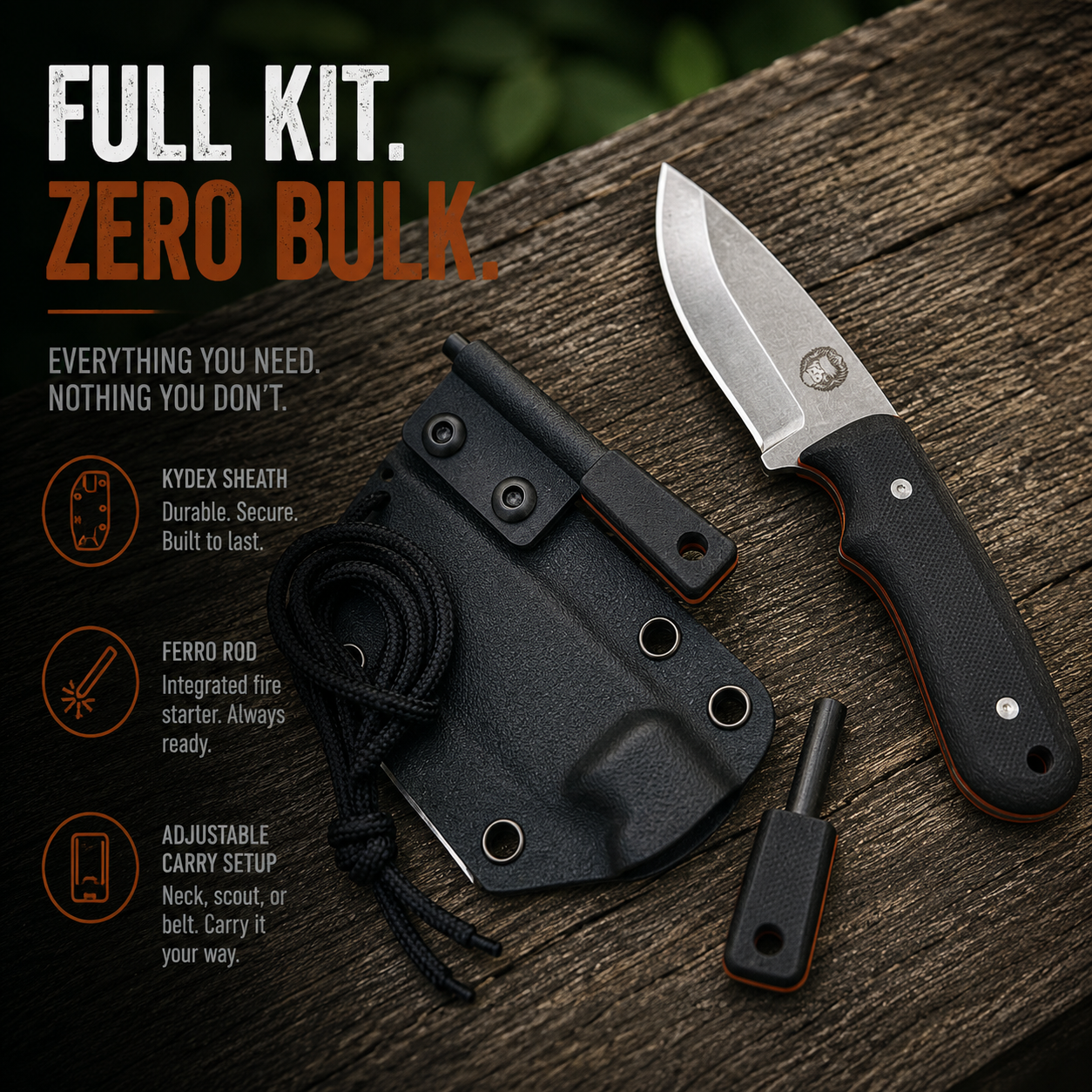THE REDLINE™ COMPACT SURVIVAL KNIFE & FIRE STARTER KIT