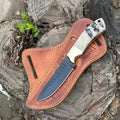 Custom Handmade Rasp Tool Knife – 8" Sheep Horn Handle Ranch Outdoor Knife with Leather Sheath