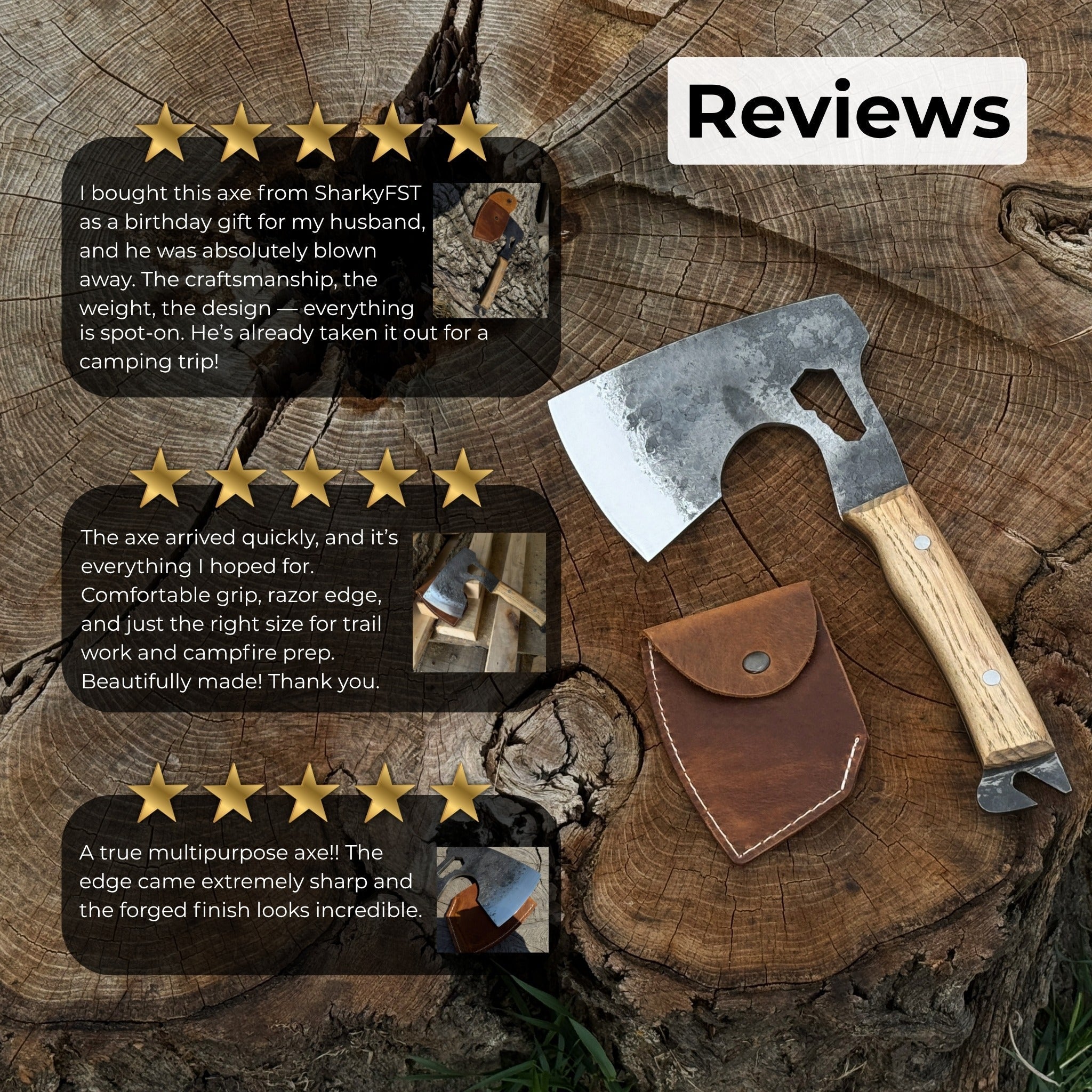 Hand-Forged Camping (Chopping) Axe, 0.6 kg (1.32 Ibs)