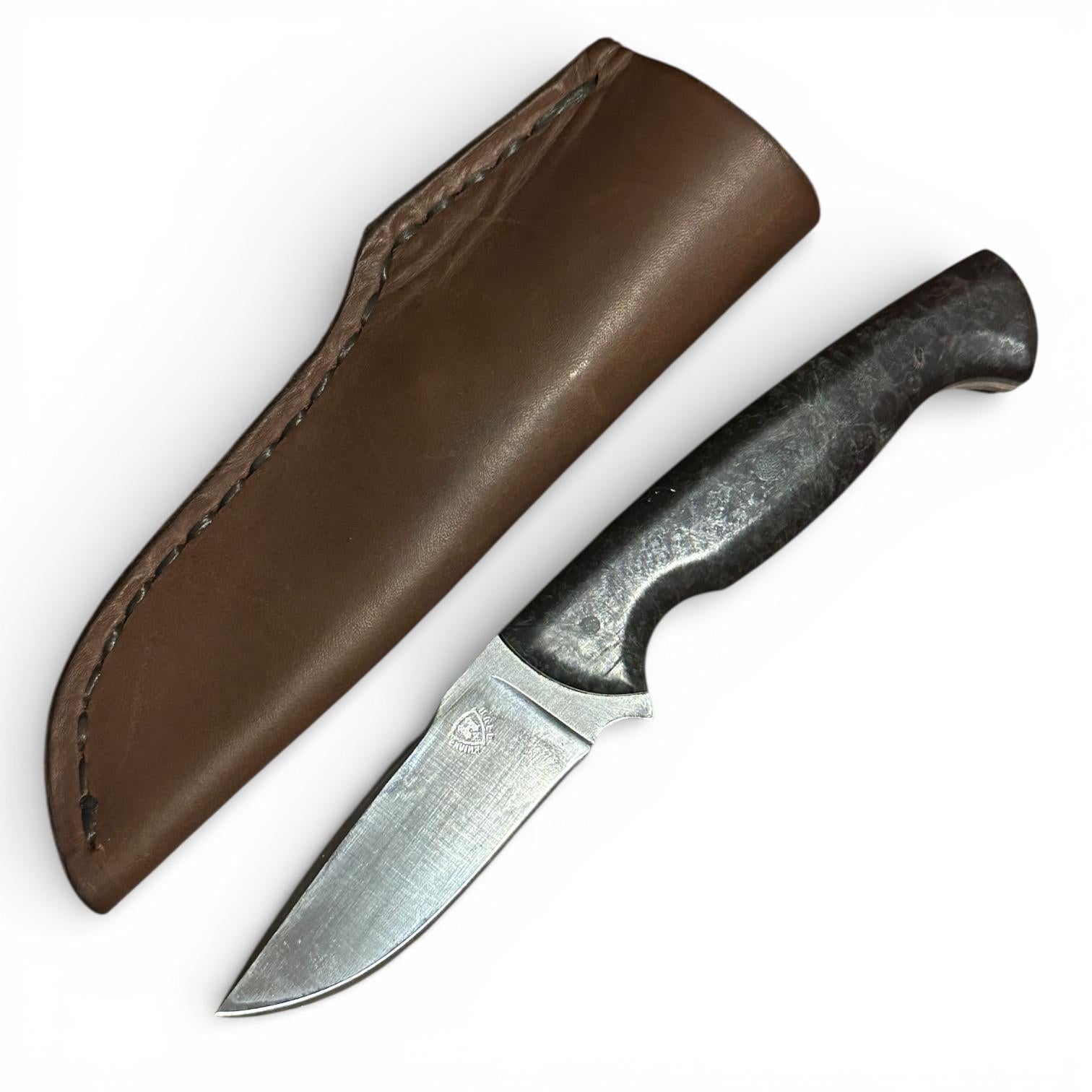 80CrV2 Compact Field Knife Huse Knives Stabilized Maple Forged in Fire Champion Sharp Blade Texas Made