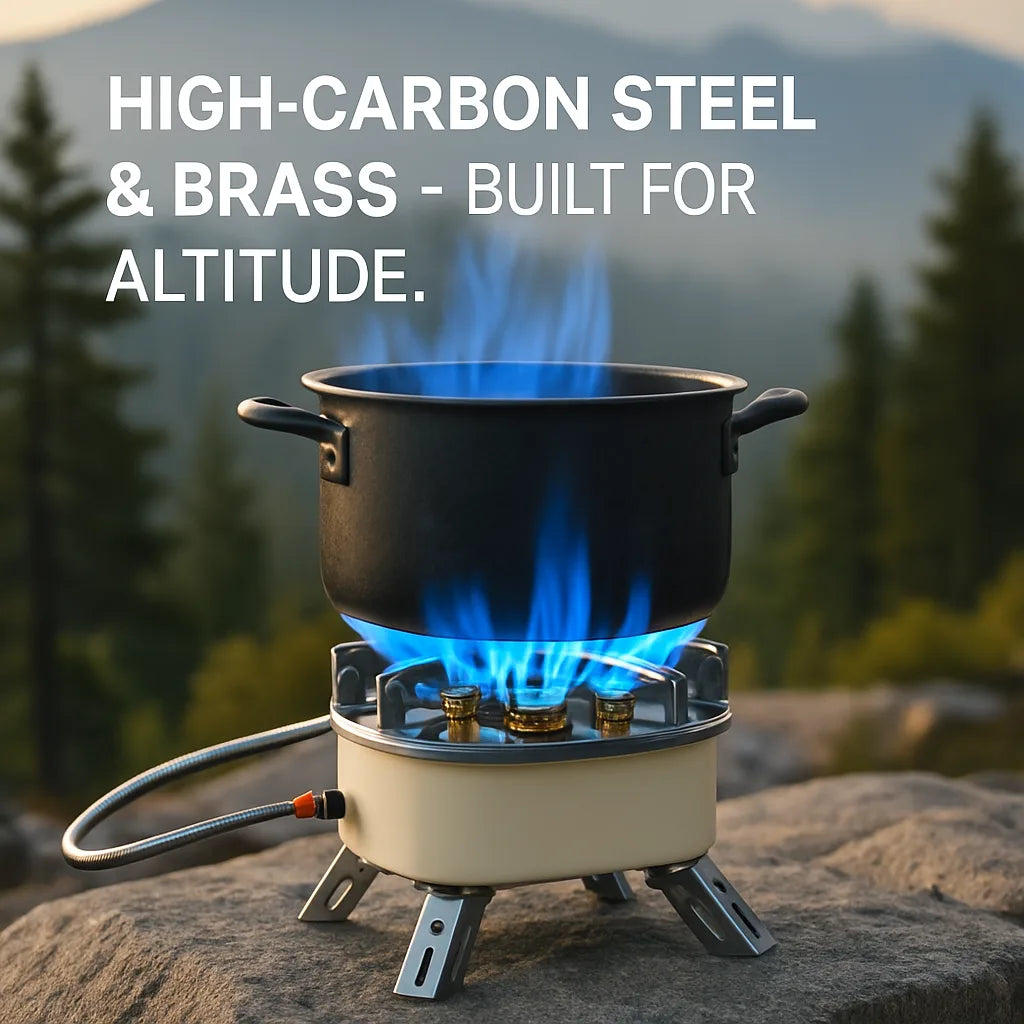 13000W Portable Windproof Camping Stove Five-head Gas Cooking Burner with Piezo Ignition Stepless Flame Control Fit For ISO-butane, Propane, Butane Fu