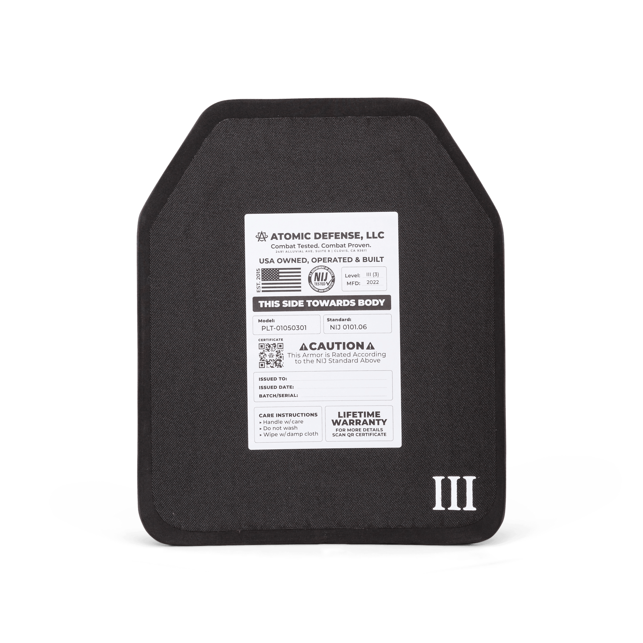 NIJ Level III+ Body Armor Plate - AR-15 & AK-47 Rifle Protection
