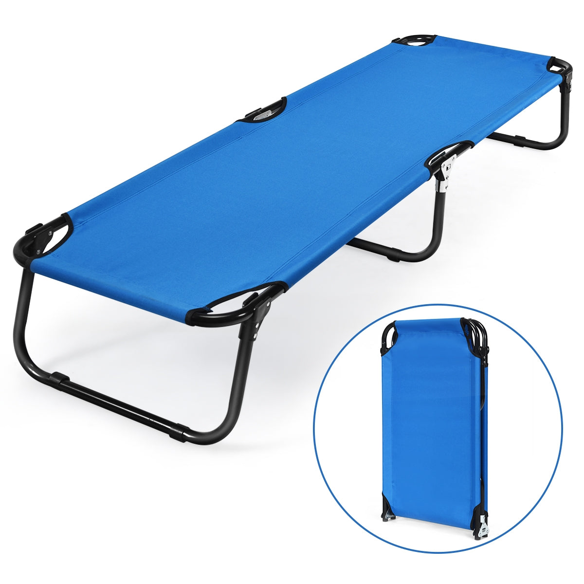 Outdoor Folding Camping Bed for Sleeping Hiking Travel-Black