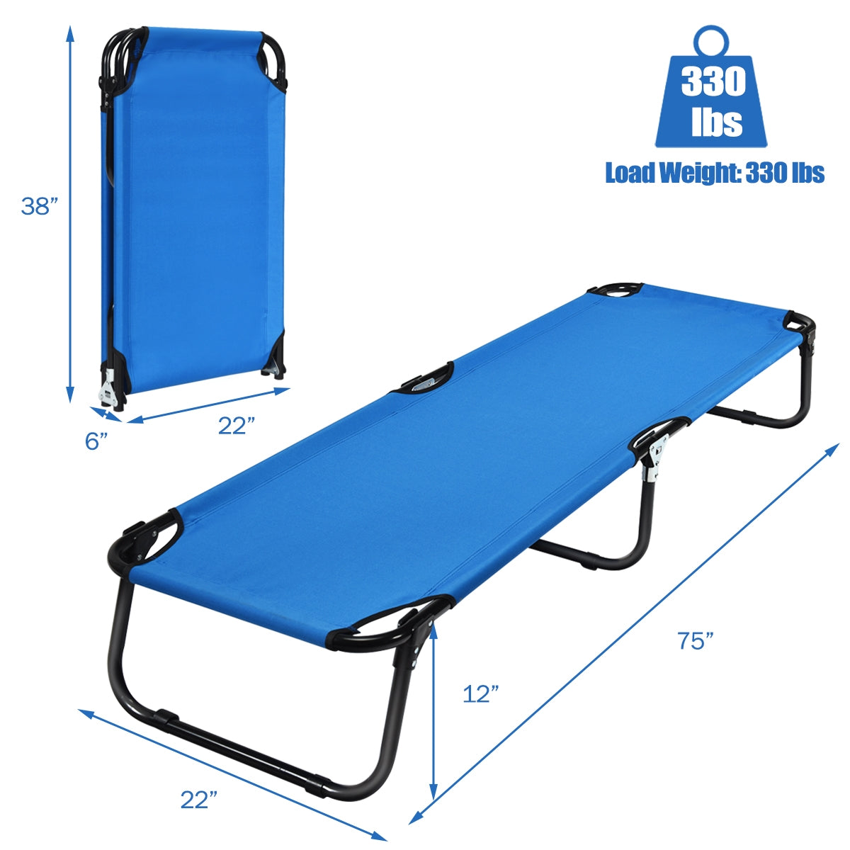 Outdoor Folding Camping Bed for Sleeping Hiking Travel-Black